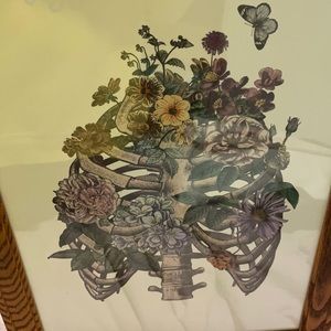 rib cage flower wall art framed - plexi glass
